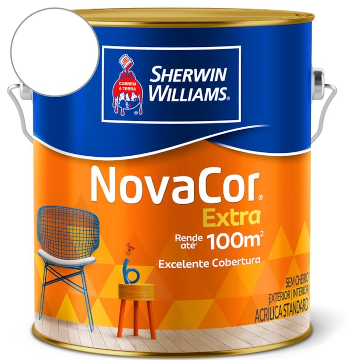 Tinta Acrílica Mais Rendimento Nova Cor Semibrilho Branco  Sherwin-Williams 3,6L