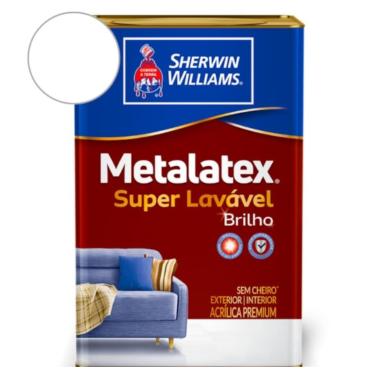 Tinta Acrílica Melatex SuperLavável Brilho Branco Sherwin Williams 18L - Imagem principal - 01693c8f-d9a3-4f88-a2ea-5247b1de1c02