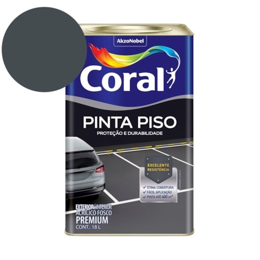 Tinta Acrílica Pinta Piso Cinza Escuro Fosco Coral 18L - Imagem principal - 6602c156-56b0-44e9-a500-63607e406520