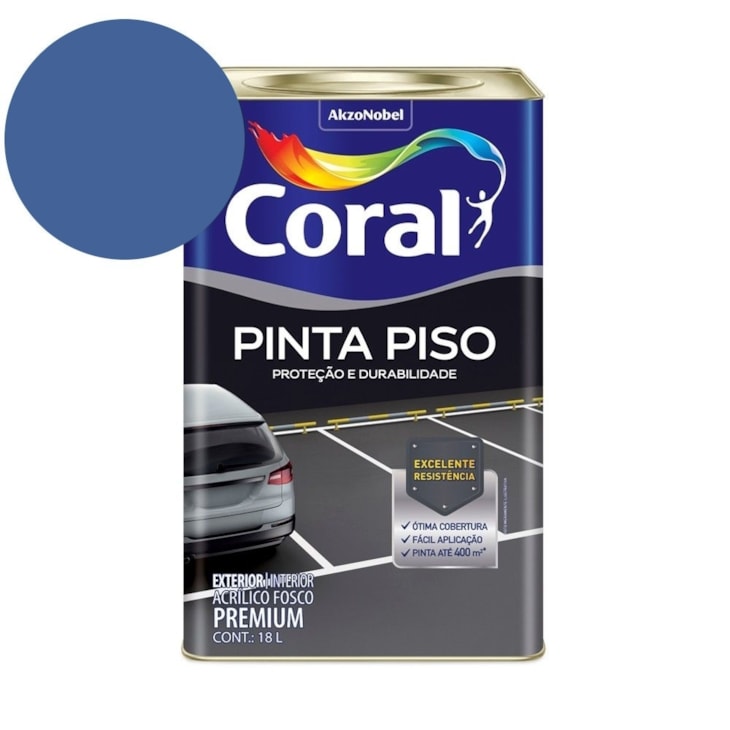 Tinta Acrílica Pinta Piso Fosco Azul 18l Coral