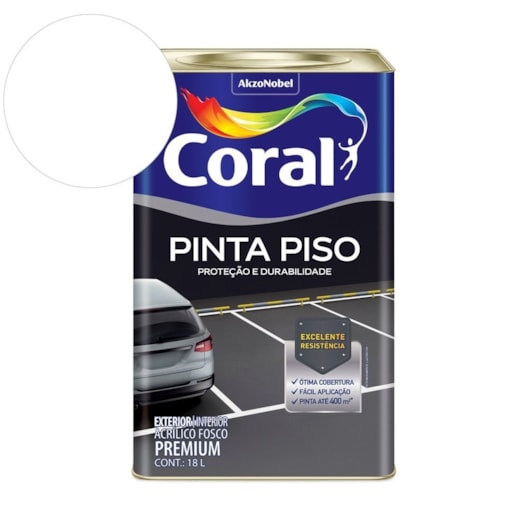 Tinta Acrílica Pinta Piso Fosco Branco Coral 18L - Imagem principal - 0a73ce02-dd90-41d7-88c8-43b2900b0bbd