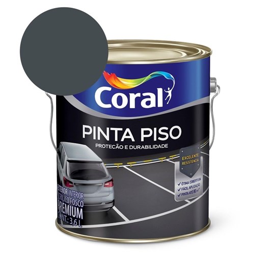 Tinta Acrílica Pinta Piso Fosco Cinza Escuro 3.6l Coral - Imagem principal - 33f09346-d012-4660-9334-37a5963e9447