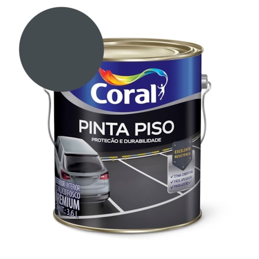 Tinta Acrílica Pinta Piso Fosco Cinza Escuro Coral 3,6L - Imagem principal - a9673cba-8f4b-4233-a689-806295873b2f