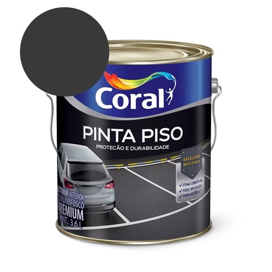 Tinta Acrílica Pinta Piso Fosco Preto 3.6l Coral - Imagem principal - 7f072378-c60f-49ce-9342-ee975496868f