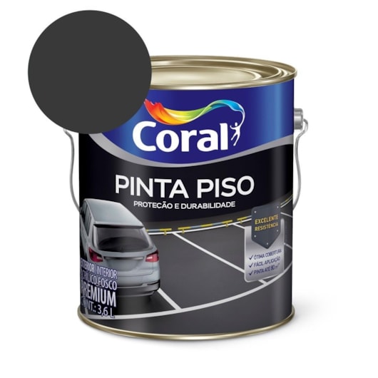 Tinta Acrílica Pinta Piso Fosco Preto  Coral 3.6L - Imagem principal - 630e2624-d211-426e-9c88-efcc84f3c4d4