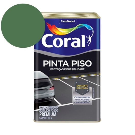 Tinta Acrílica Pinta Piso Fosco Verde Quadra Coral 18L - Imagem principal - 8172f87c-0bce-4e01-a16c-21ca8c481ea4