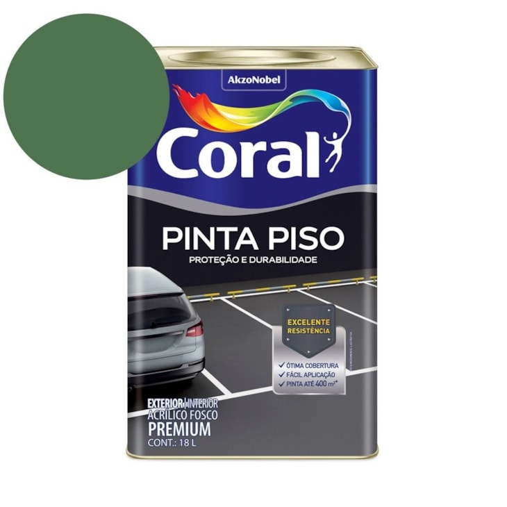 Tinta Acrílica Pinta Piso Fosco Verde Quadra Coral 18L