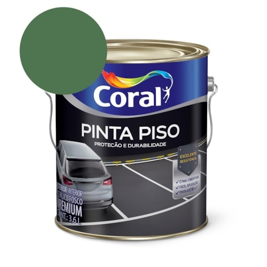 Tinta Acrílica Pinta Piso Fosco Verde Quadra Coral 3.6L - Imagem principal - 94bdaf23-cb0e-4bcc-9093-4a78ea9144e8