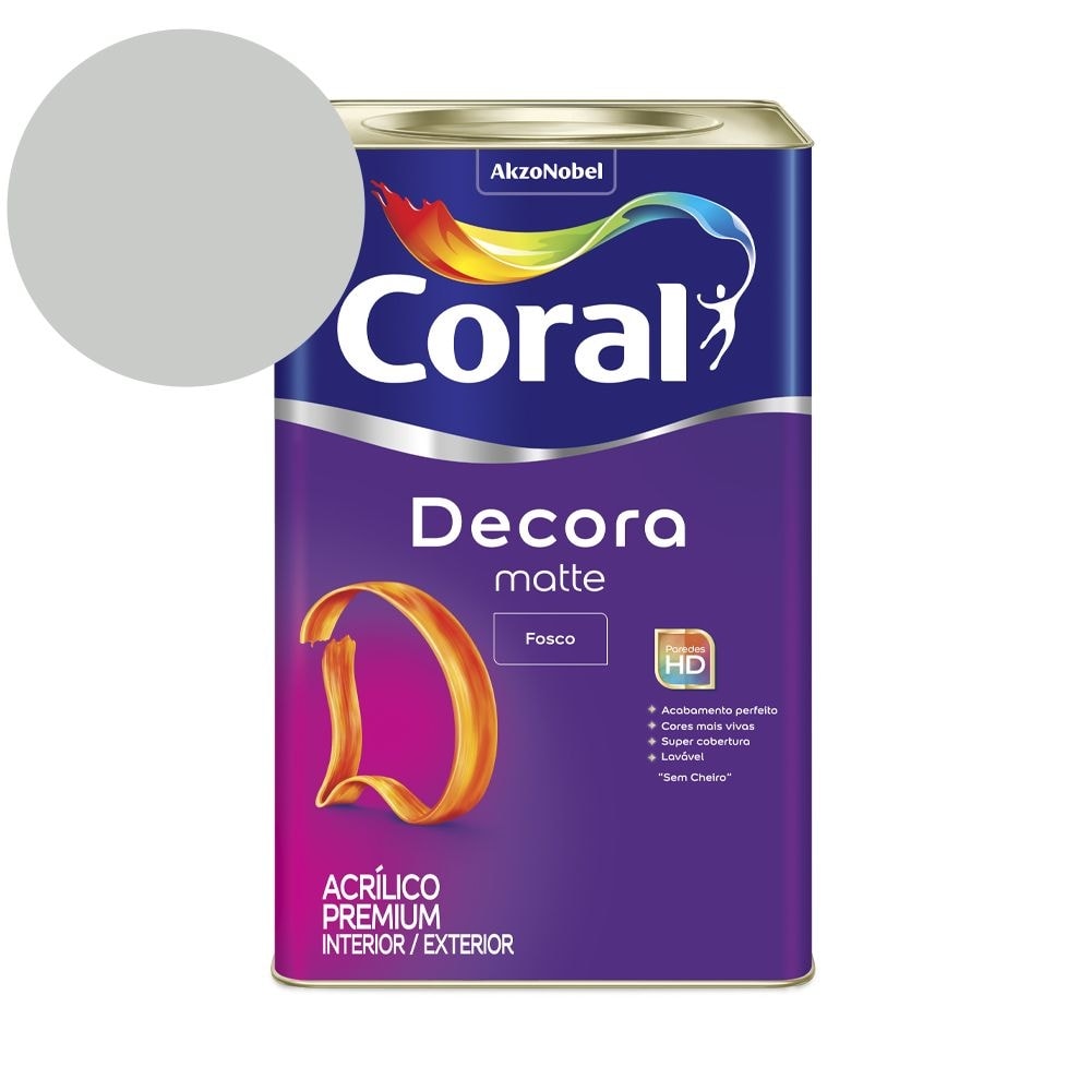 Tinta Acrílica Premium Fosco Decora Matte Algodão Cinzento Coral 18l ...