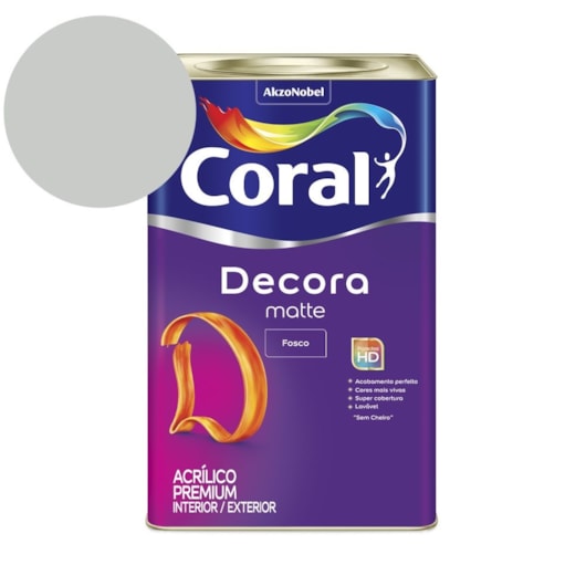 Tinta Acrílica Premium Fosco Decora Matte Algodão Cinzento Coral 18l - Imagem principal - c96d3fde-310b-4ddc-a079-f90545b83ea1