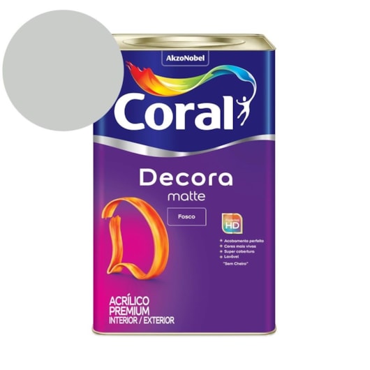 Tinta Acrílica Premium Fosco Decora Matte Algodão Cinzento Coral 18l - Imagem principal - e6c1b81d-a0e4-4d47-b421-773e28bfe10e