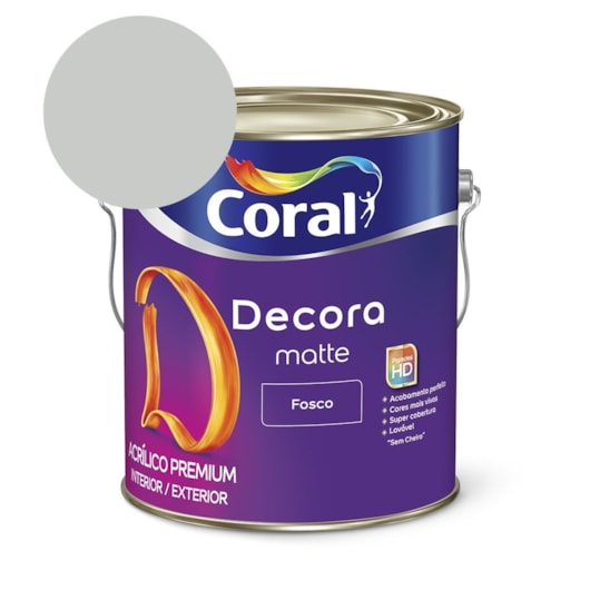 Tinta Acrílica Premium Fosco Decora Matte Algodão Cinzento Coral 3,6l - Imagem principal - 2e32aa6b-6e5f-409c-b18b-b328a84fb168