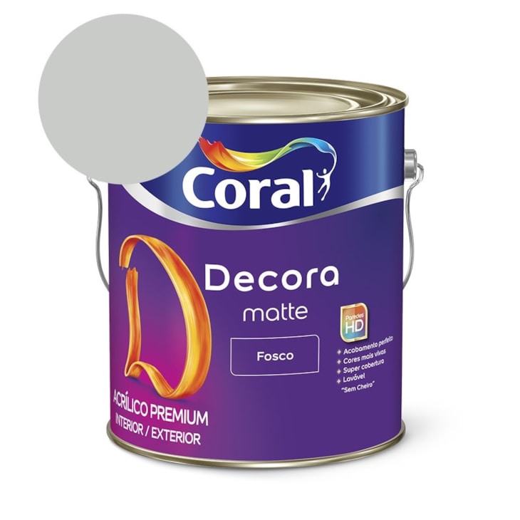 Tinta Acrílica Premium Fosco Decora Matte Algodão Cinzento Coral 3,6l