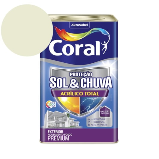 Tinta Acrílica Premium Fosco Proteção Sol & Chuva Acrílico Total Algodão Egípcio Coral 18L  - Imagem principal - ecf469f5-4ed5-495f-8188-4b894e2df8d7