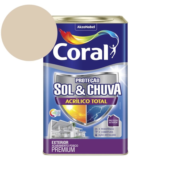 Tinta Acrílica Premium Fosco Proteção Sol & Chuva Acrílico Total Areia 18L Coral