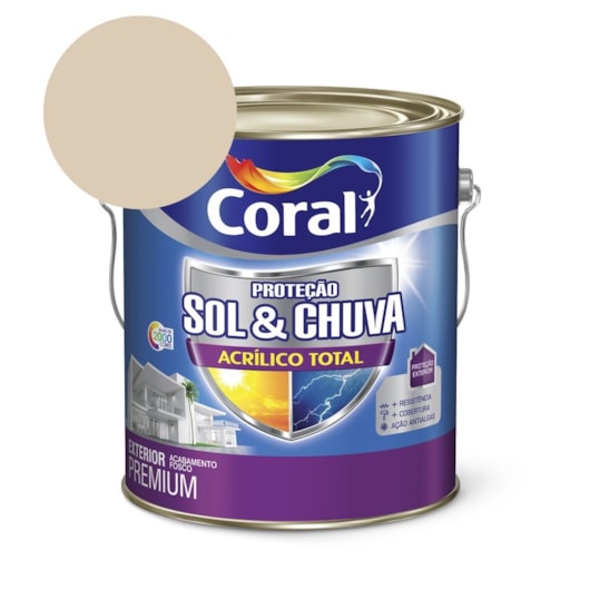 Tinta Acrílica Premium Fosco Proteção Sol & Chuva Acrílico Total Areia 3,6L Coral - Imagem principal - 9485d17f-6510-4d82-8074-e394153f4752