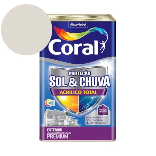 Tinta Acrílica Premium Fosco Proteção Sol & Chuva Acrílico Total Branco Gelo Coral 18L - Imagem principal - cb4c07b8-e0cf-4fe8-b44b-af515f7d5404