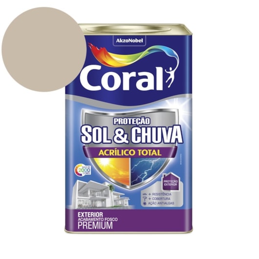 Tinta Acrílica Premium Fosco Proteção Sol & Chuva Acrílico Total Bronze Lenda 18L Coral - Imagem principal - 71f06926-e1d8-47f2-aaa5-6420cc40e04b