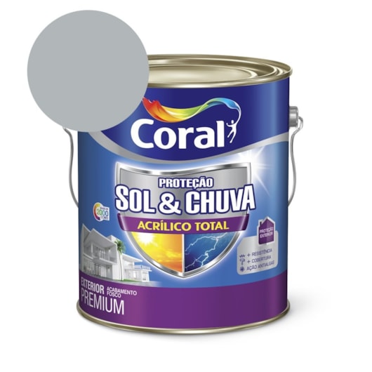 Tinta Acrílica Premium Fosco Proteção Sol & Chuva Acrílico Total Colar Prata 3,6L Coral - Imagem principal - 2a7fdda7-d0bf-455a-b05c-bbe4975de027