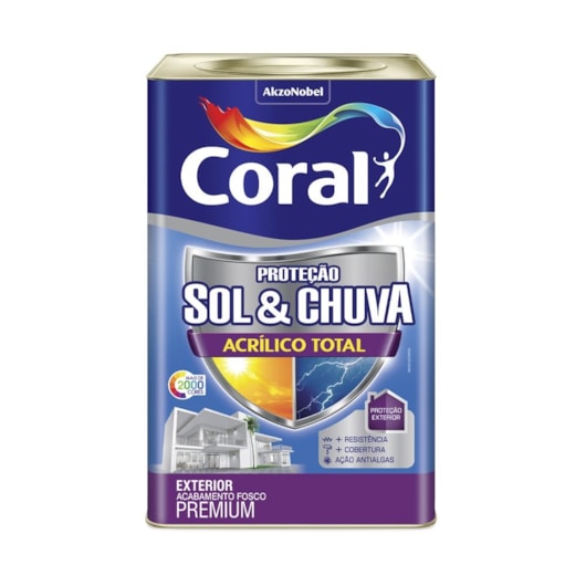 Tinta Acrílica Proteção Sol & Chuva Total Fosco Base P 16l Coral - Imagem principal - 410d0899-fff9-452a-a2f1-72298bbe5943