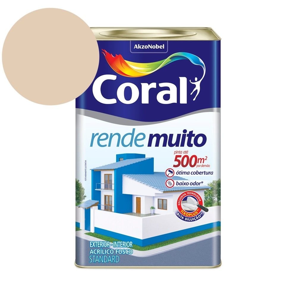 Tinta Acrílica Rende Muito Fosco Areia 18l Coral ABC da Construção Tinta Acrílica Rende Muito Fosco Areia 18l Coral ABC da Construção