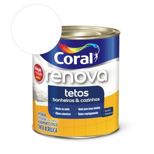 Tinta Acrílica Renova Banheiros E Cozinhas Fosco Branco Coral 900ml - Imagem principal - 7a087257-181d-4e92-8e88-05224409e131