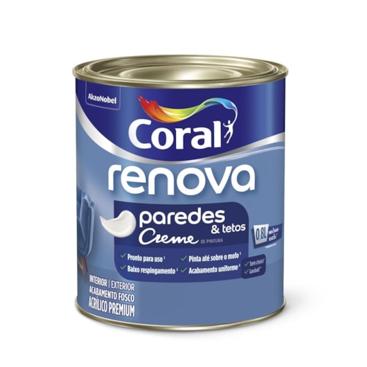 Tinta Acrílica Renova Fosco Base Mf 800ml Coral - Imagem principal - 1824f198-ac56-4d34-be1d-f8695416e647