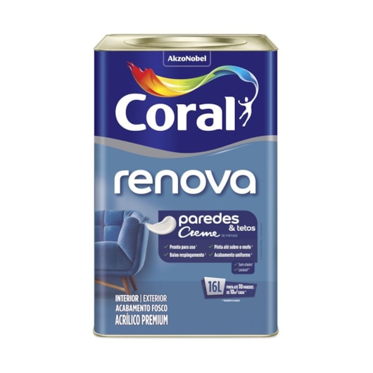 Tinta Acrílica Renova Fosco Base P 16l Coral - Imagem principal - 53e1cfaf-b35b-43c0-ab0a-968b8ce8ec52