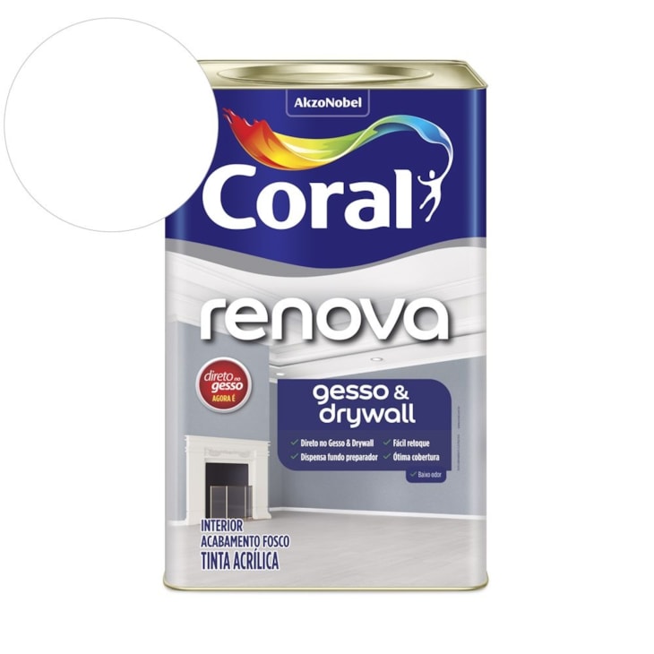 Tinta Acrílica Renova Gesso E Drywall Fosco Branco Coral 18L