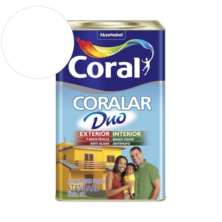 Tinta Acrílica Standard Coralar Duo Fosco Branco Neve 18l Coral