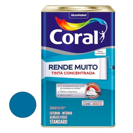 Tinta Acrílica Standard Fosco Rende Muito Azul Profundo 16l Coral - Imagem principal - a523a309-c3a5-4116-b75b-03e78c1ece2b