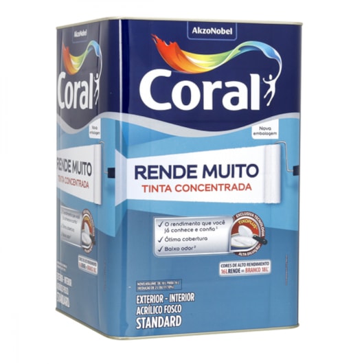 Tinta Acrílica Standard Fosco Rende Muito Branco Gelo Coral 16L - Imagem principal - 61ba4c8f-b1fe-4159-929d-15f6d12640e7