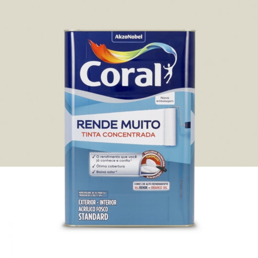 Tinta Acrílica Standard Fosco Rende Muito Branco Gelo Coral 16L - Imagem principal - c3ad4b46-3e1f-448d-a9ae-01bed25cc605