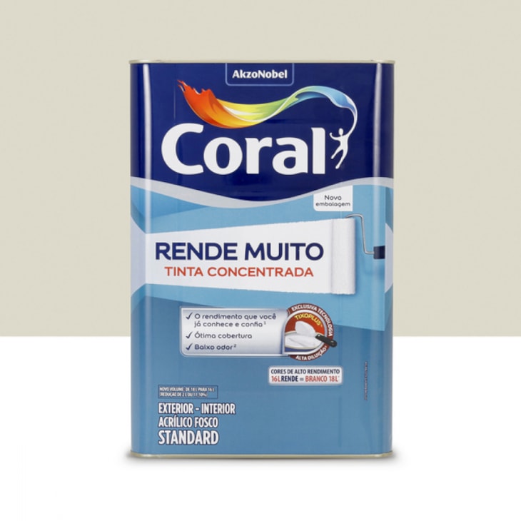 Tinta Acrílica Standard Fosco Rende Muito Branco Gelo Coral 16L