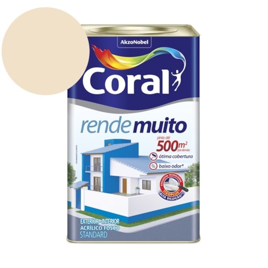 Tinta Acrílica Standard Fosco Rende Muito Perola 16l Coral - Imagem principal - 26b0009d-abc7-4b68-81e6-f5c3fa94308f