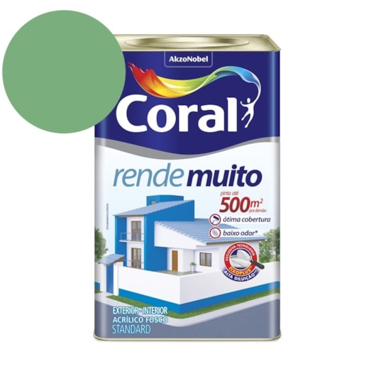 Tinta Acrílica Standard Fosco Rende Muito Verde Angra 16l Coral - Imagem principal - 185000dd-31fc-4451-bde3-36a99307da1b