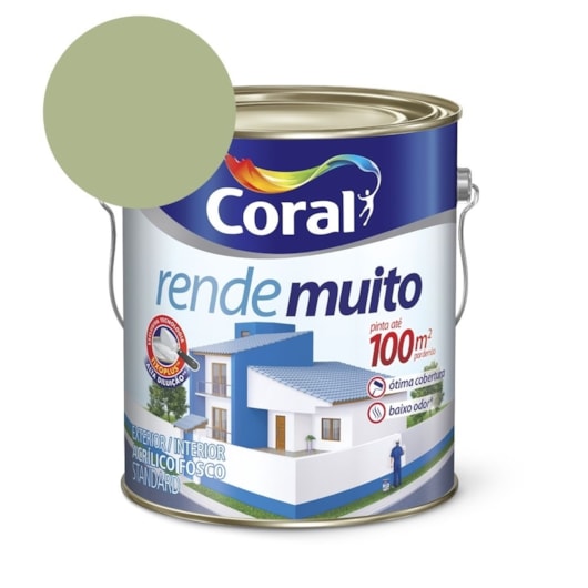 Tinta Acrílica Standard Fosco Rende Muito Verde Kiwi 3,2l Coral - Imagem principal - 74a70ccc-8bbf-4ba2-8a15-2c168208450e