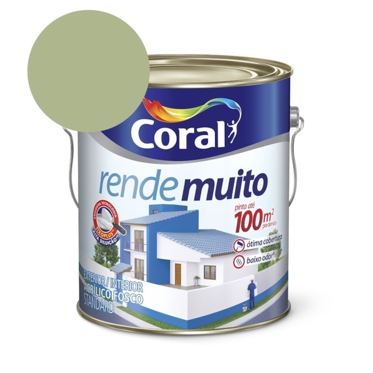 Tinta Acrílica Standard Fosco Rende Muito Verde Kiwi 3,2l Coral