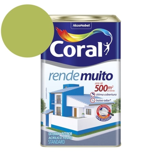 Tinta Acrílica Standard Fosco Rende Muito Verde Limão 16l Coral - Imagem principal - e667116f-a3dd-4954-a4a4-82e52bf043ac