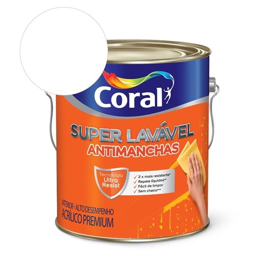 Tinta Acrílica Super Lavavel Eggshell Branco 3.6l Coral - Imagem principal - cc1d8036-6951-4177-a086-9406dfbd557c
