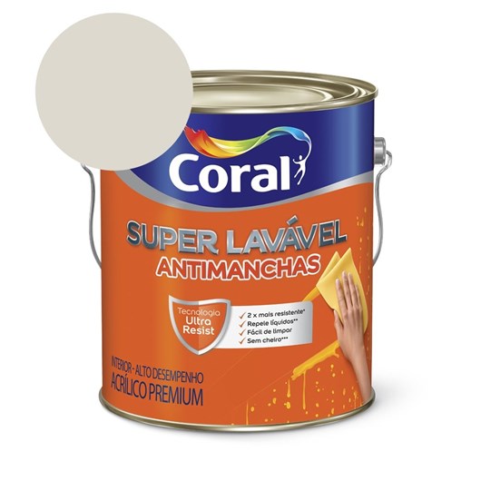 Tinta Acrílica Super Lavavel Eggshell Gelo 3.6l Coral - Imagem principal - 0ee37db6-009e-43f6-ae00-72cfd5c7ebea