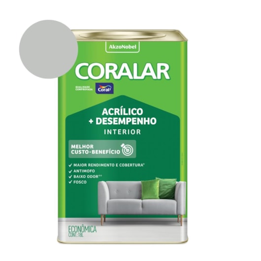 Tinta Coralar Acrílico Mais Desempenho Neblina Paulista 18l Coral - Imagem principal - 72cc2170-23b8-4ec0-b01d-a7c89b76af4f