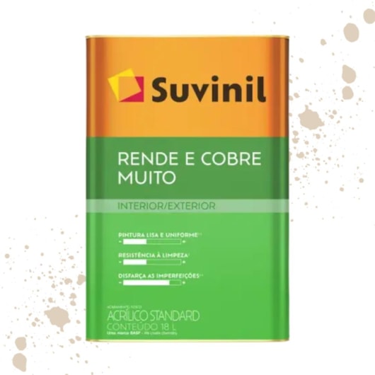 Tinta Rende & Cobre Muito Areia Suvinil 18L - Imagem principal - 107f1631-d62f-48db-bc5d-e98660ac958b