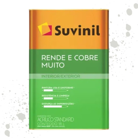 Tinta Rende & Cobre Muito Branco Neve Suvinil 18L - Imagem principal - a9016044-7b9a-4a47-a234-7b72bc709eae