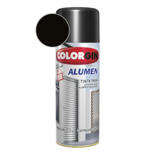 Tinta Spray Alumen Preto Colorgin 235g - Imagem principal - fe4d432a-b7b7-44dc-8fe3-b6156d2f5502