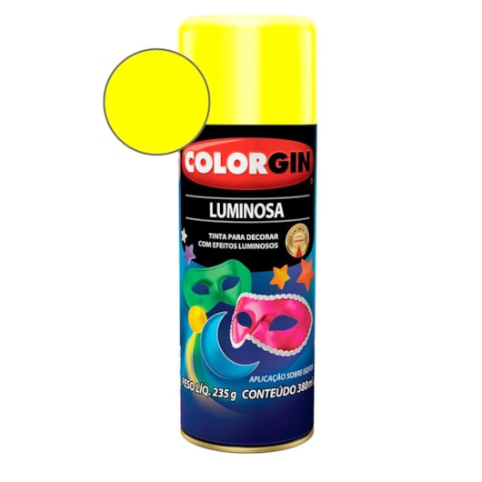 Tinta Spray Amarelo  Luminosa Colorgin 235g - Imagem principal - 475b6056-636e-481c-8f47-e3bc27dbf281