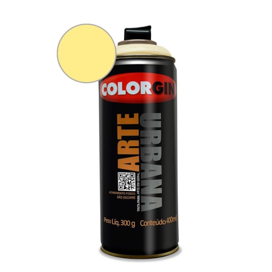 Tinta Spray Arte Urbana Amarelo Baunilha Colorgin 350g - Imagem principal - 8521f0ff-1583-4e92-8d5f-fbe348fc6861