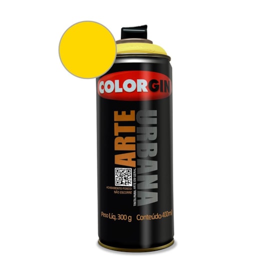 Tinta Spray Arte Urbana Amarelo Canario Colorgin 350g - Imagem principal - 82ae927f-b405-4645-a0ad-450a10d36dec