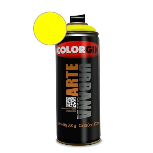 Tinta Spray Arte Urbana Amarelo Limao Colorgin 350g - Imagem principal - bc1c17b3-bc64-4897-b739-01b1aad2a541