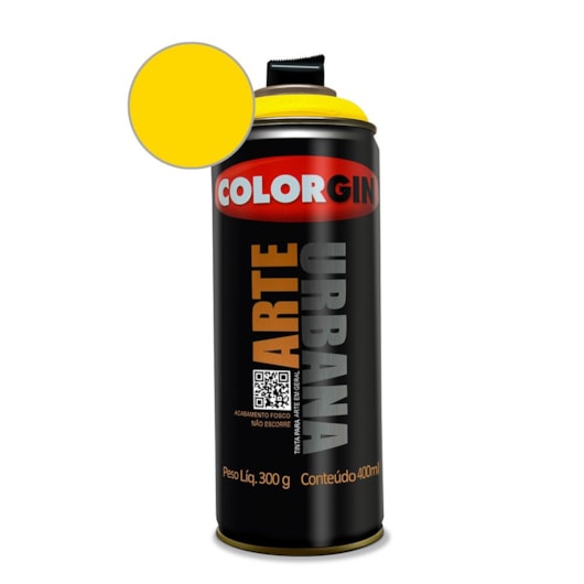 Tinta Spray Arte Urbana Amarelo Sol Colorgin 350g - Imagem principal - 9644f1ab-c1e1-4051-96e0-5ae8efabeffe